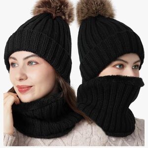 Two piece set neck warmer and hat for winter